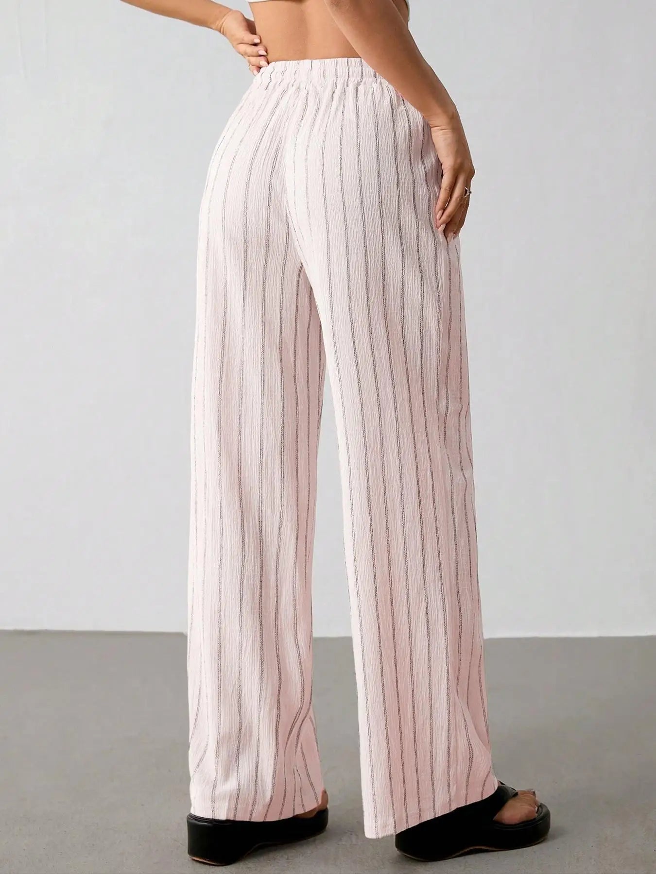 Women's Belted Striped Trousers
