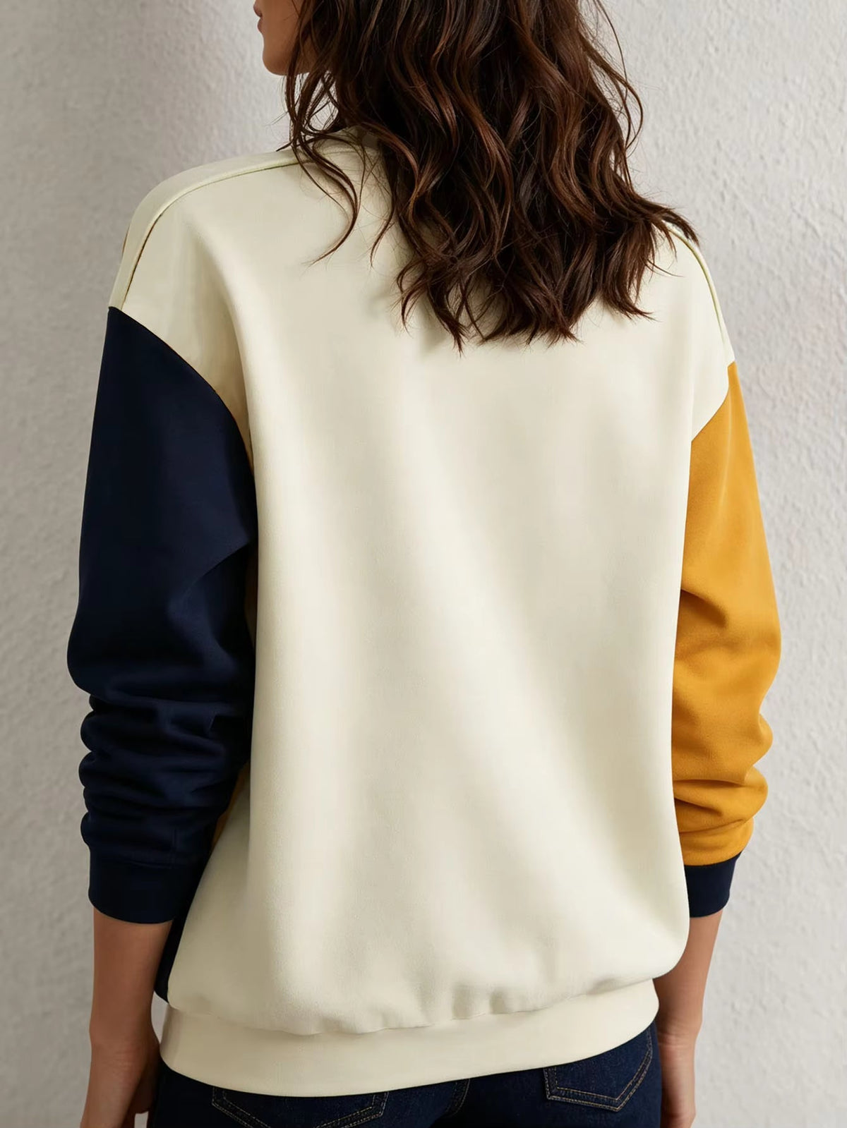 Women's Sweatshirt – Colour Block Crew Neck Sweatshirt