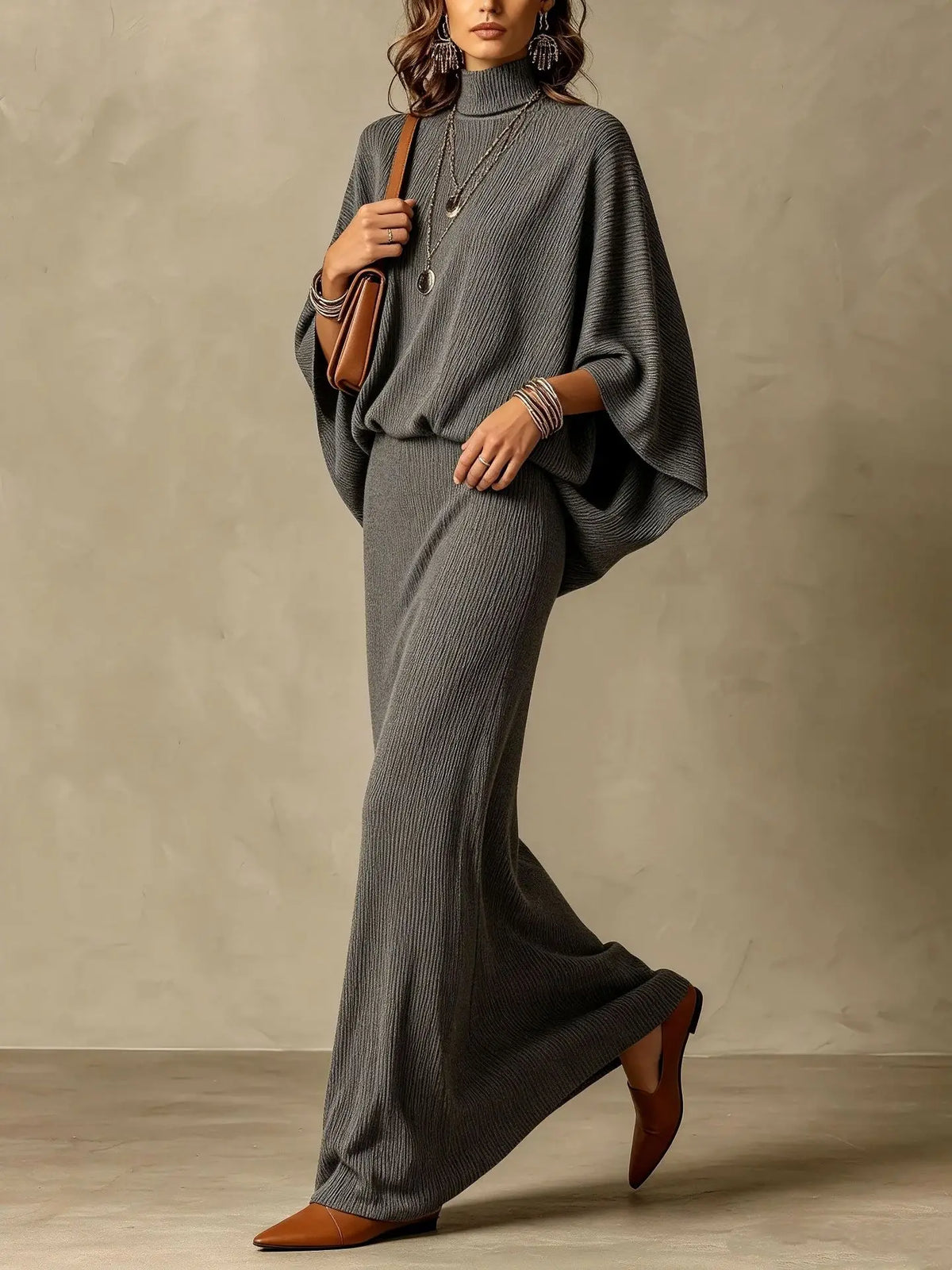 Women's Ribbed Knit Skirt Set