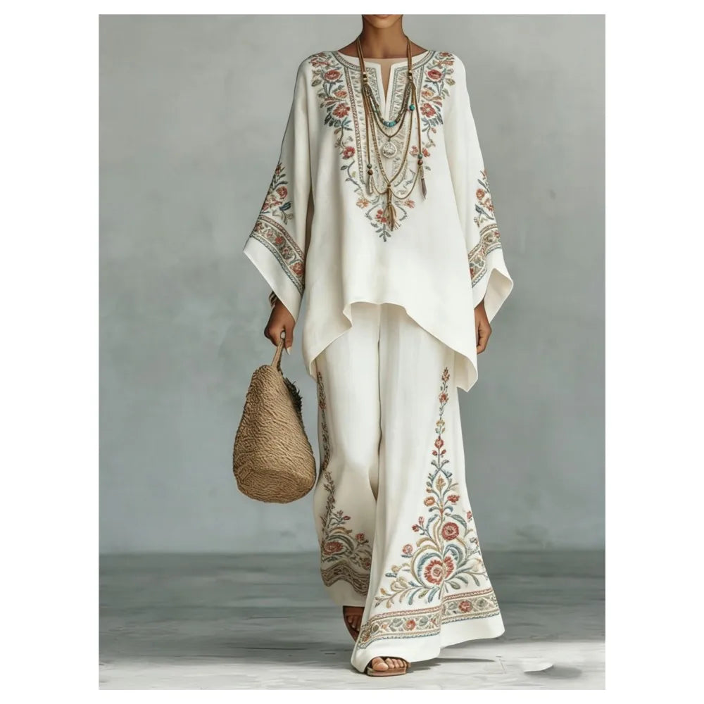 Women's Retro Print Two Piece Set