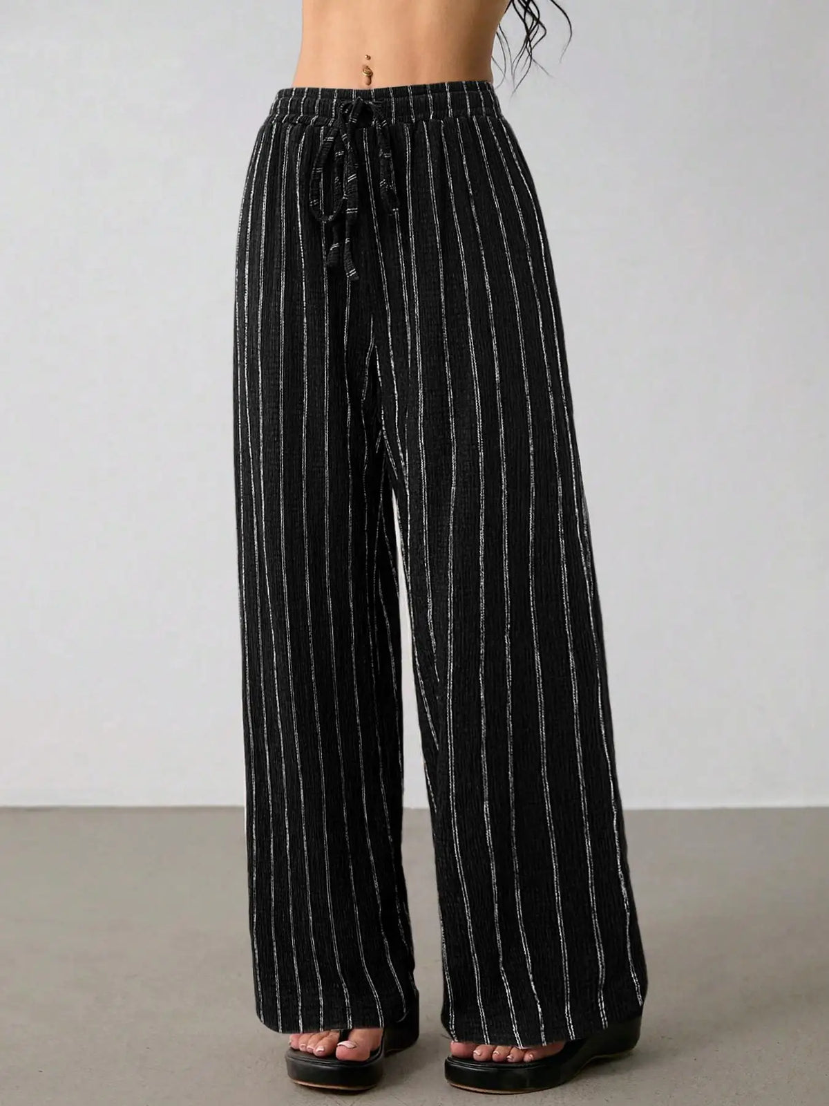 Women's Belted Striped Trousers