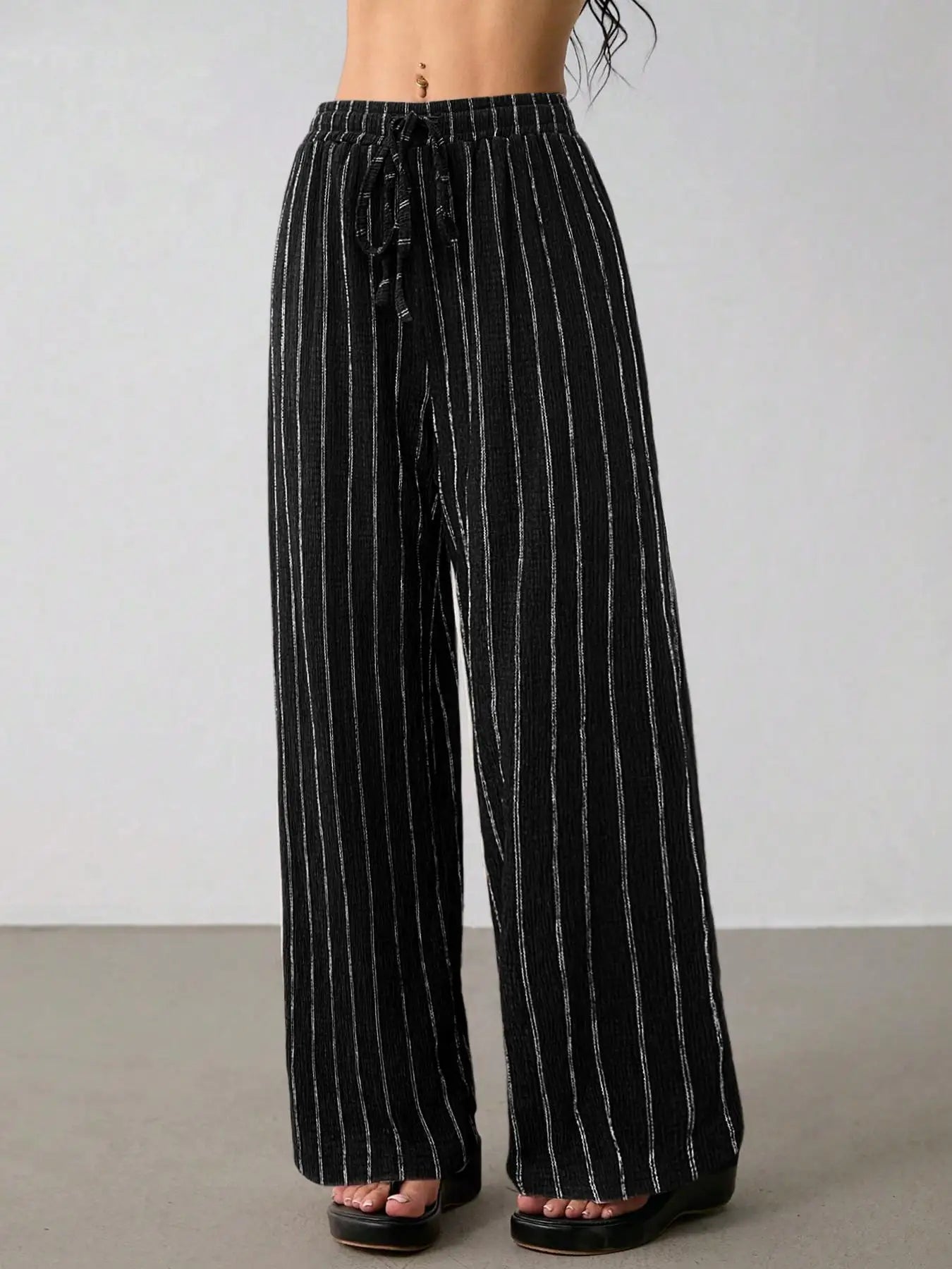 Women's Belted Striped Trousers