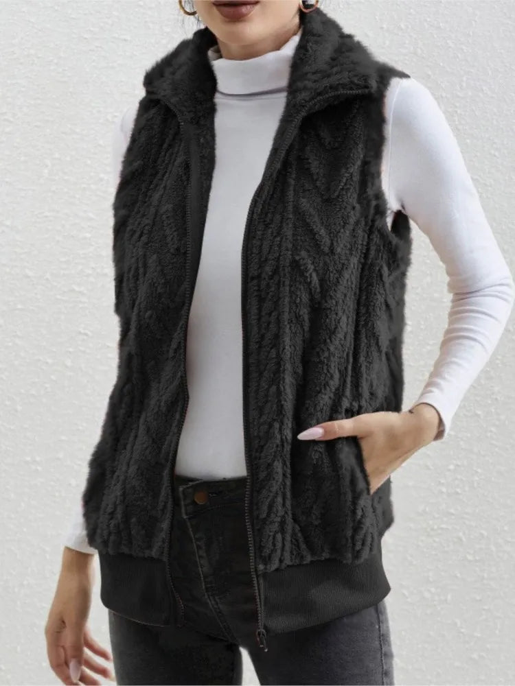 Women's Sleeveless Plush Vest