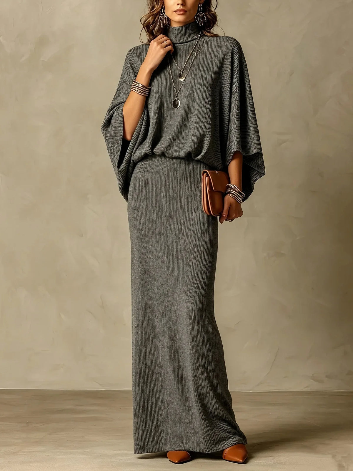 Women's Ribbed Knit Skirt Set