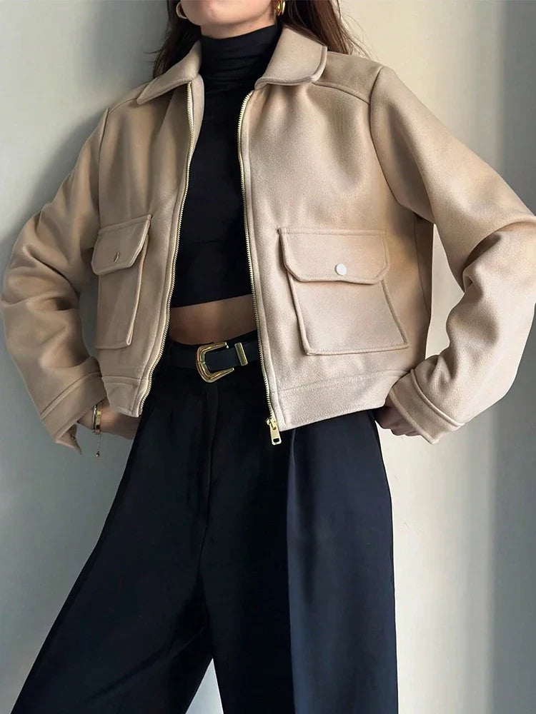 Women's Plain Zip Winter Coat