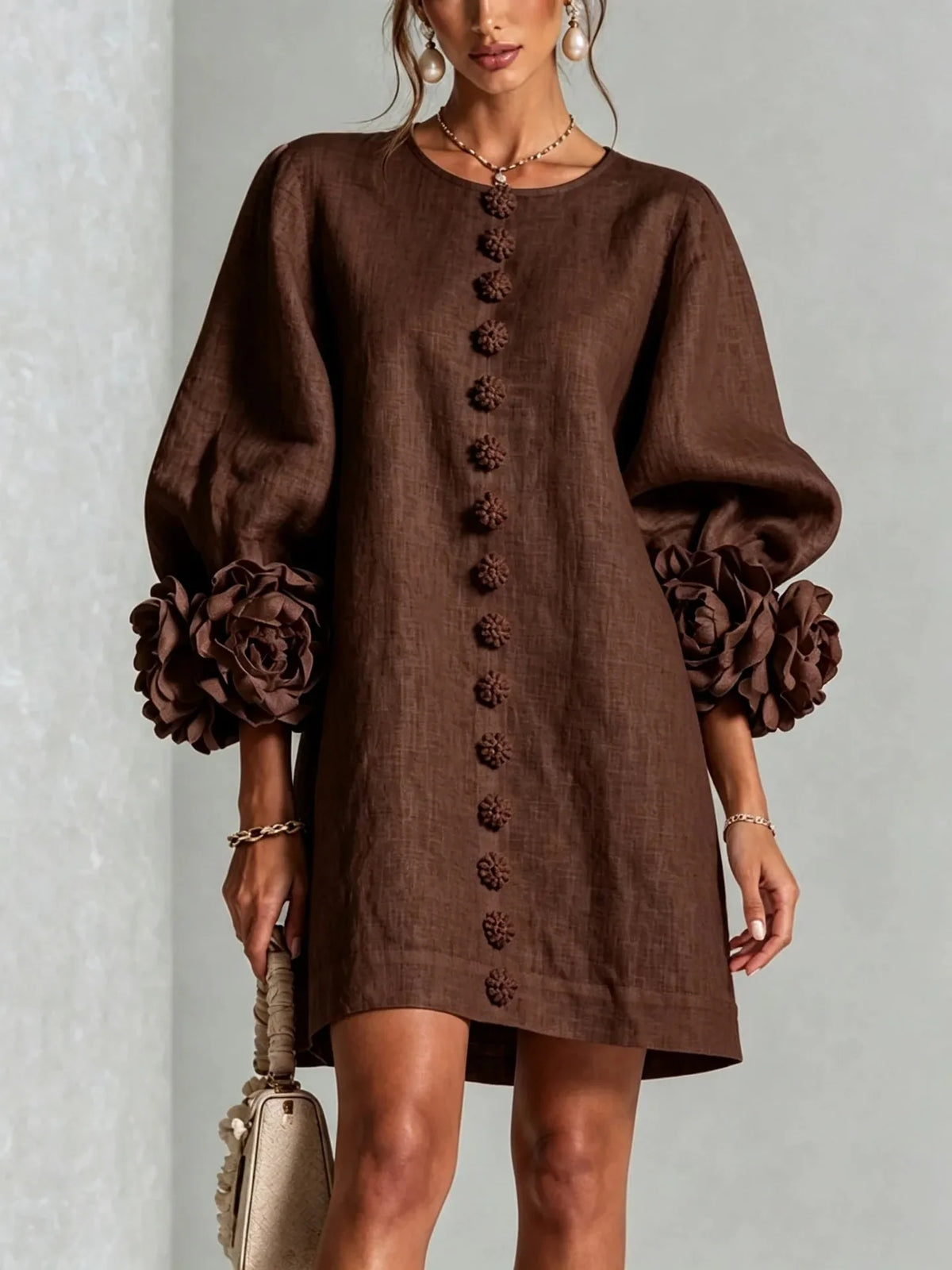 Women's Linen Blend Mini Dress