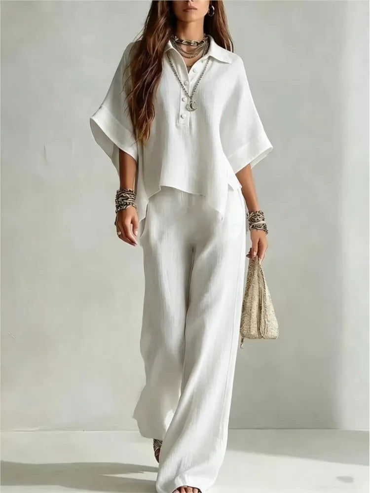Women's Shirt and Wide Leg Two Piece