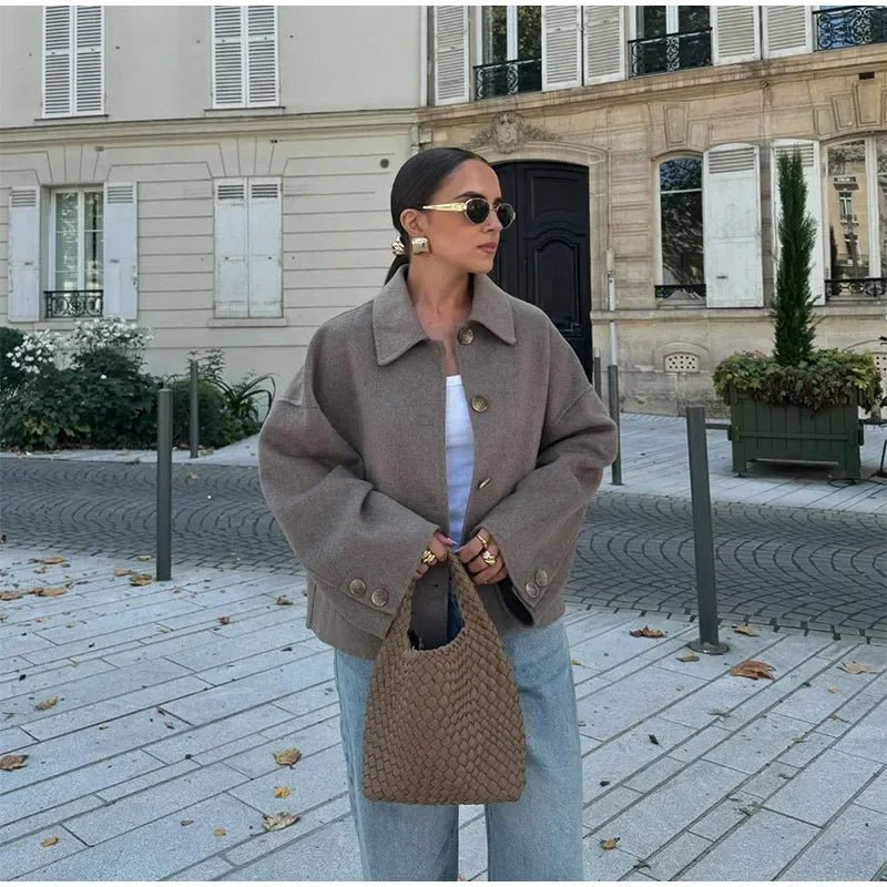 Women's Wool Jacket with Pleats