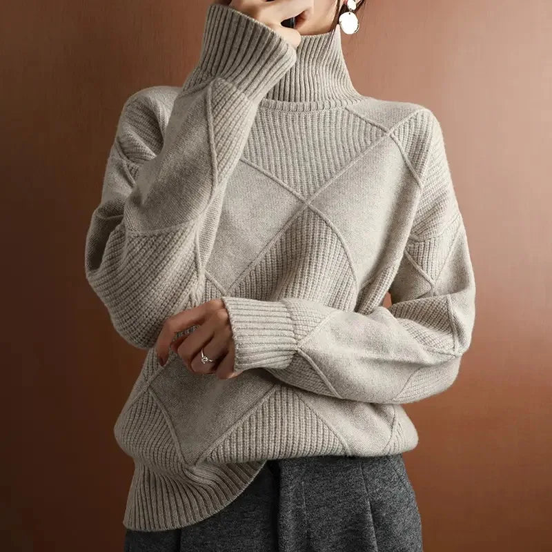 Women's Oversized Diamond Knit Sweater