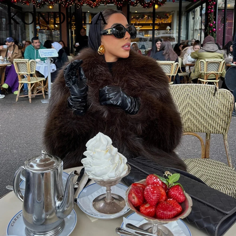 Women's Brown Faux Fur Coat