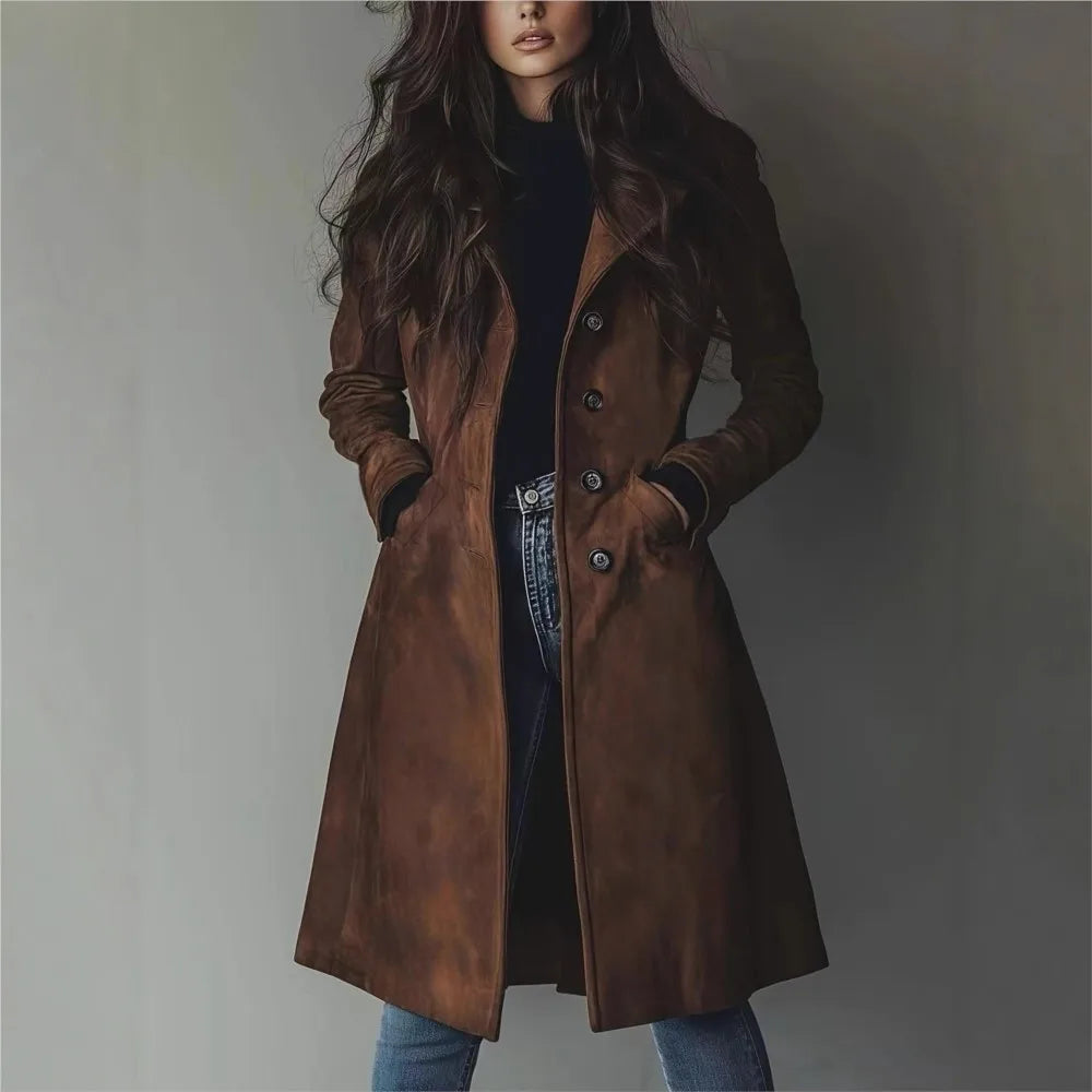Women's Faux Suede Duster Jacket