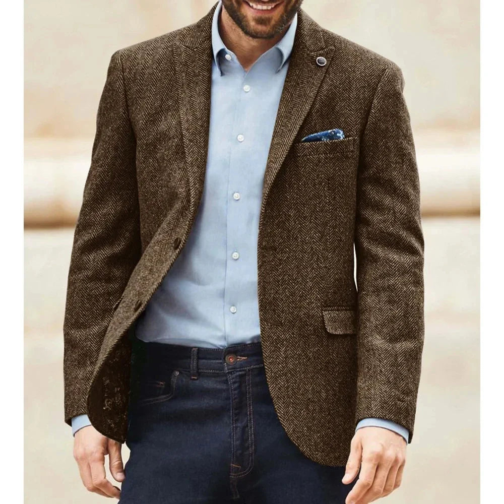 Men's Herringbone Blazer – Cashmere Blend