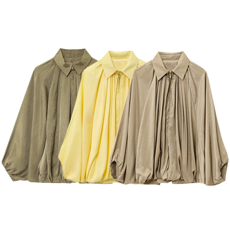 Women's Puff Sleeve Bomber Jacket