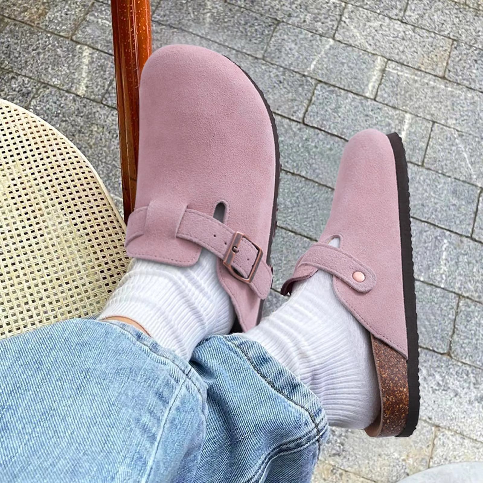 The Angel Men's Suede Buckle Comfort Clogs