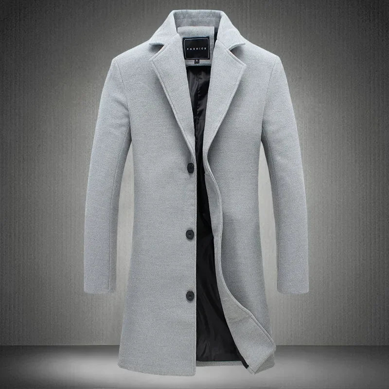 Men's Long Overcoat – Cotton Wool Blend