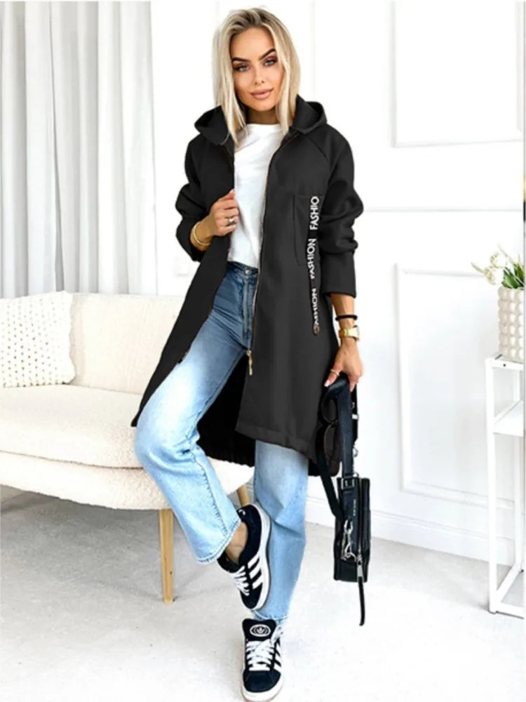 Women's Long Fleece Zip Coat