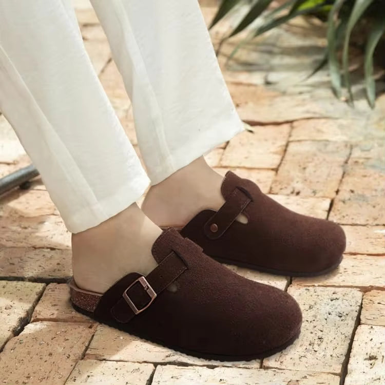 The Angel Men's Suede Buckle Comfort Clogs