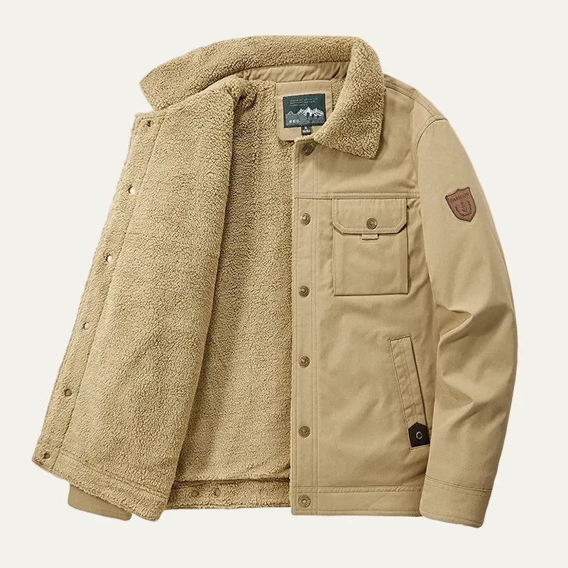 Men's Faux Fur Collar Fleece Jacket