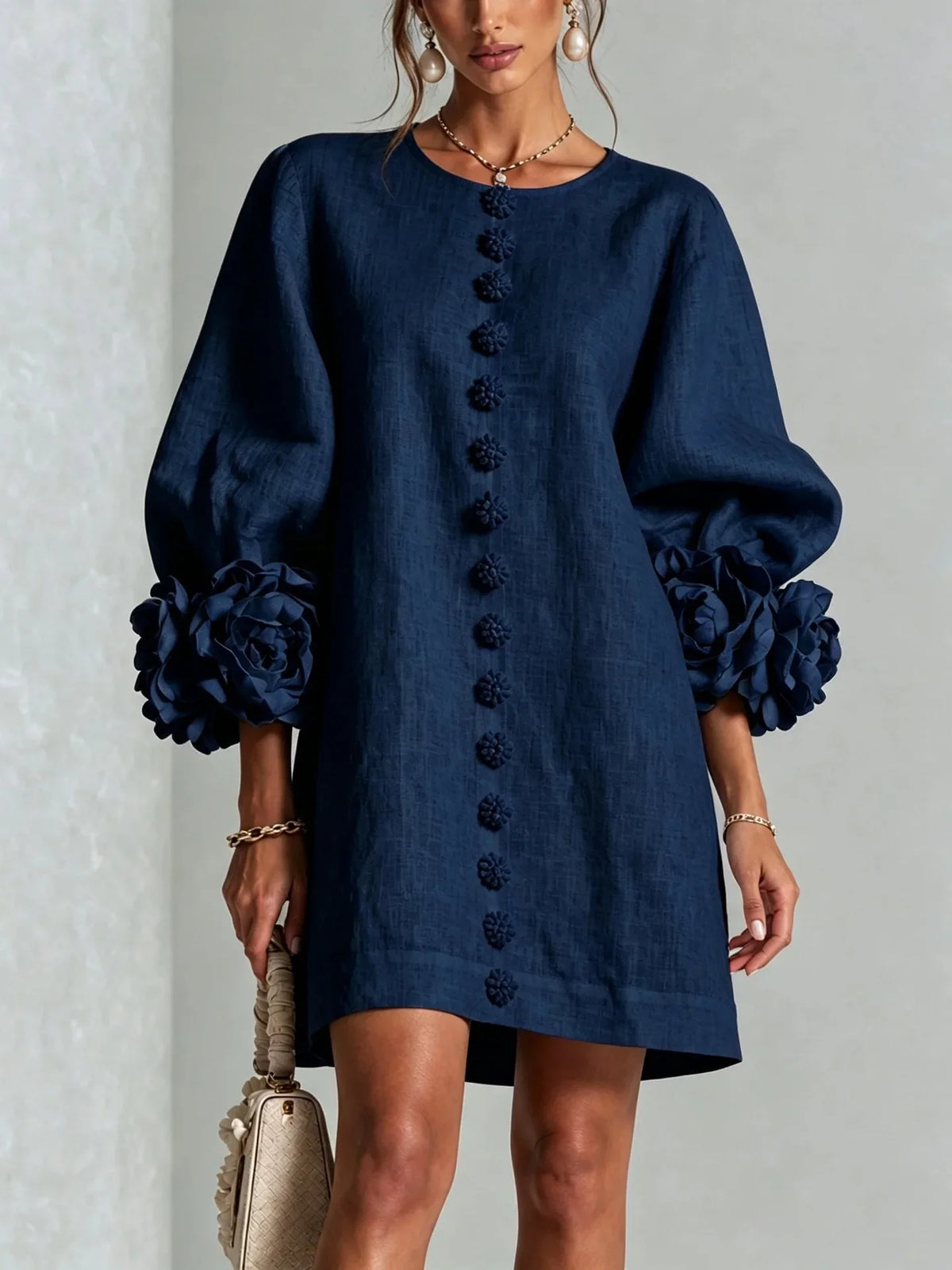 Women's Linen Blend Mini Dress