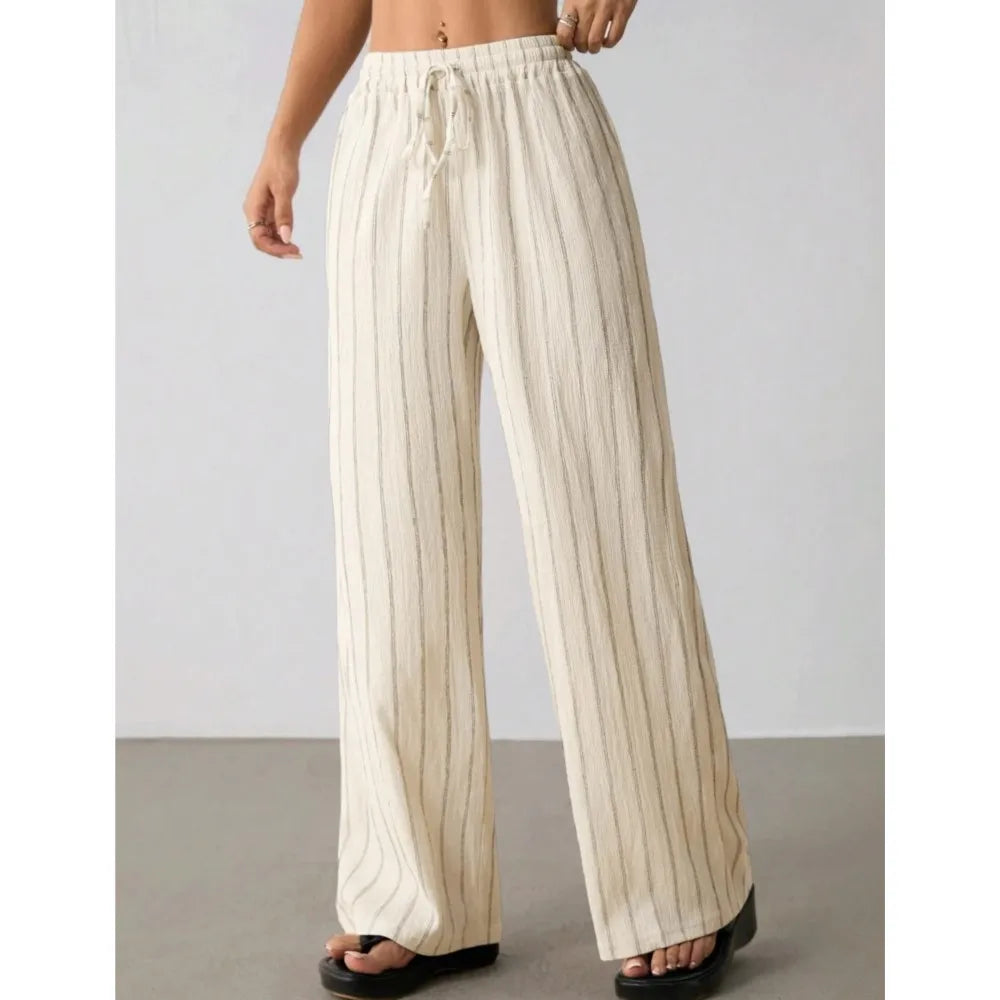 Women's Belted Striped Trousers