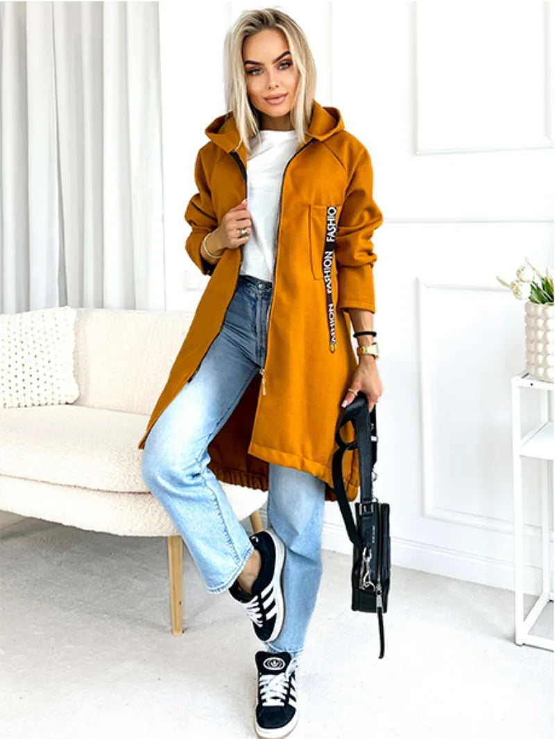 Women's Long Fleece Zip Coat