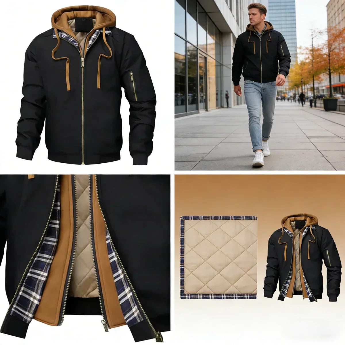 Men's Padded Hooded Coat – Wind Resistant