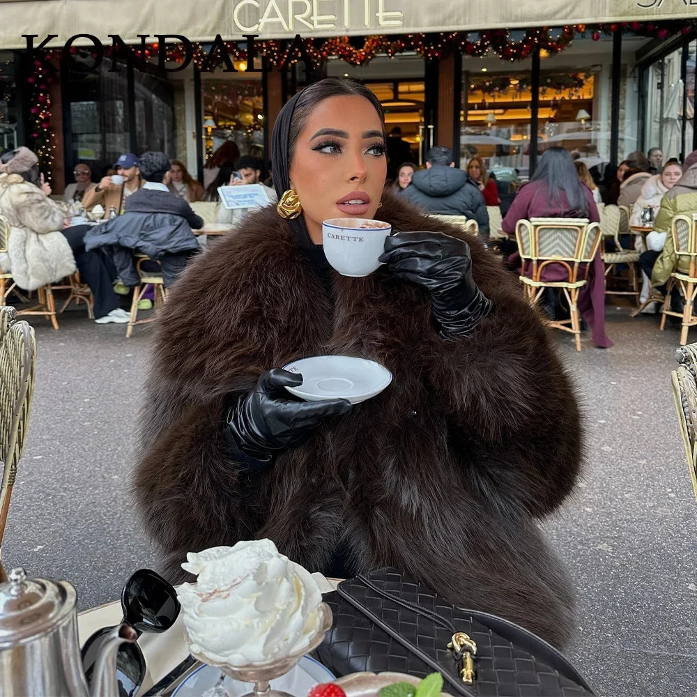 Women's Brown Faux Fur Coat