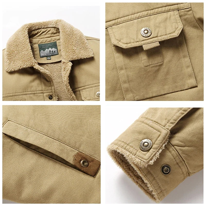 Men's Faux Fur Collar Fleece Jacket