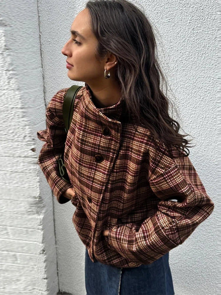Women's Grid Check Winter Coat