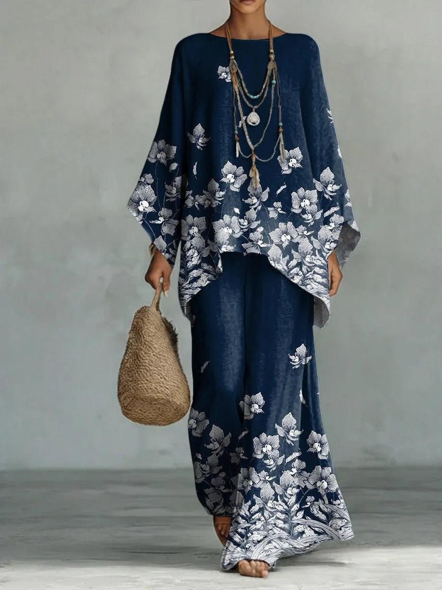 Women's Retro Print Two Piece Set