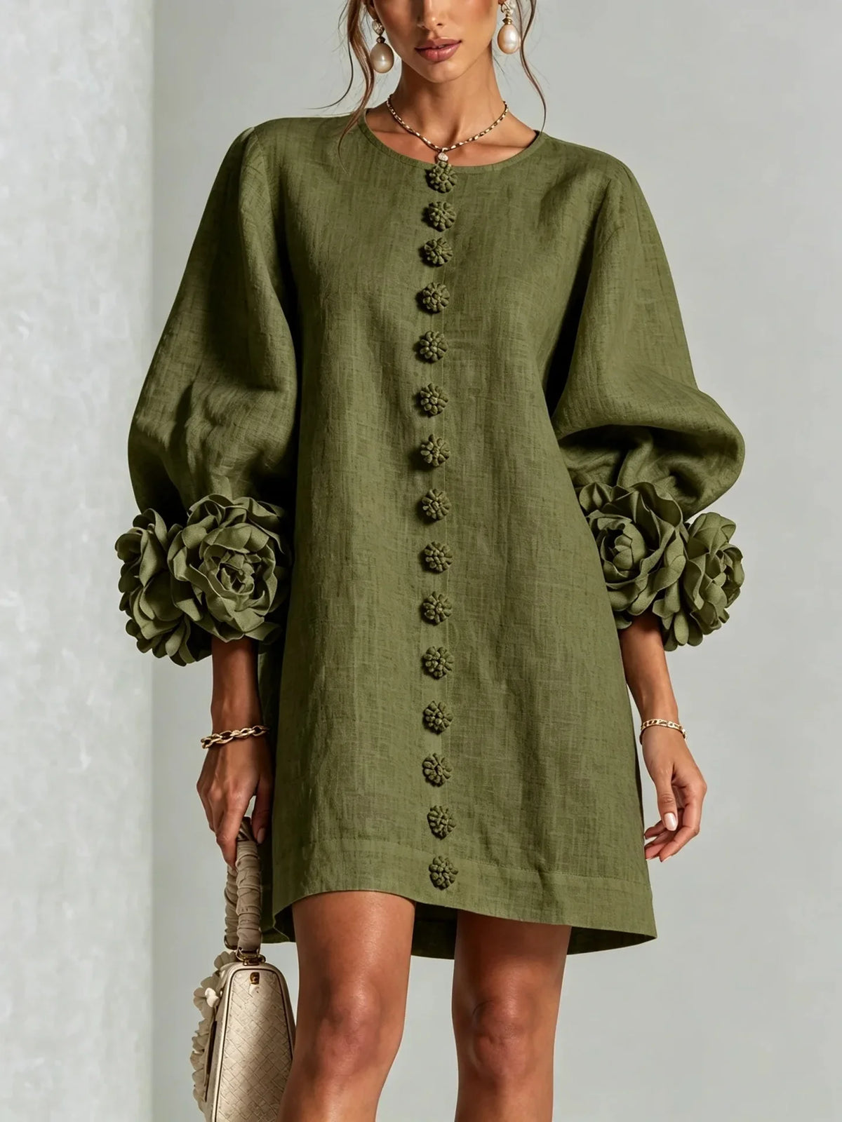 Women's Linen Blend Mini Dress