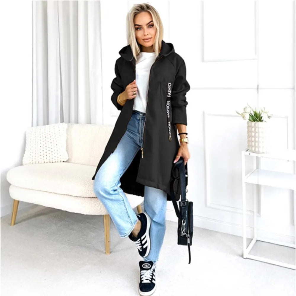 Women's Long Fleece Zip Coat