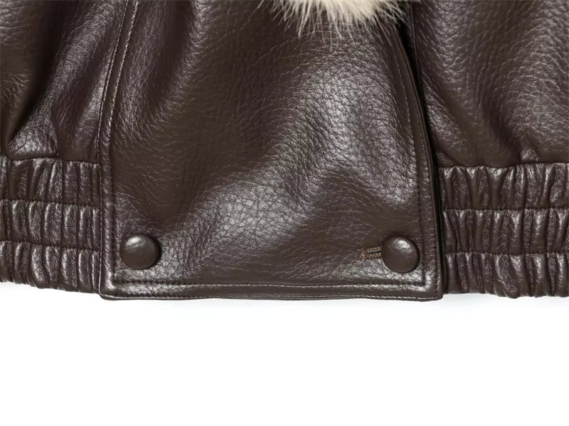 Women's Faux Fur Collar Jacket – Oversized Brown Coat