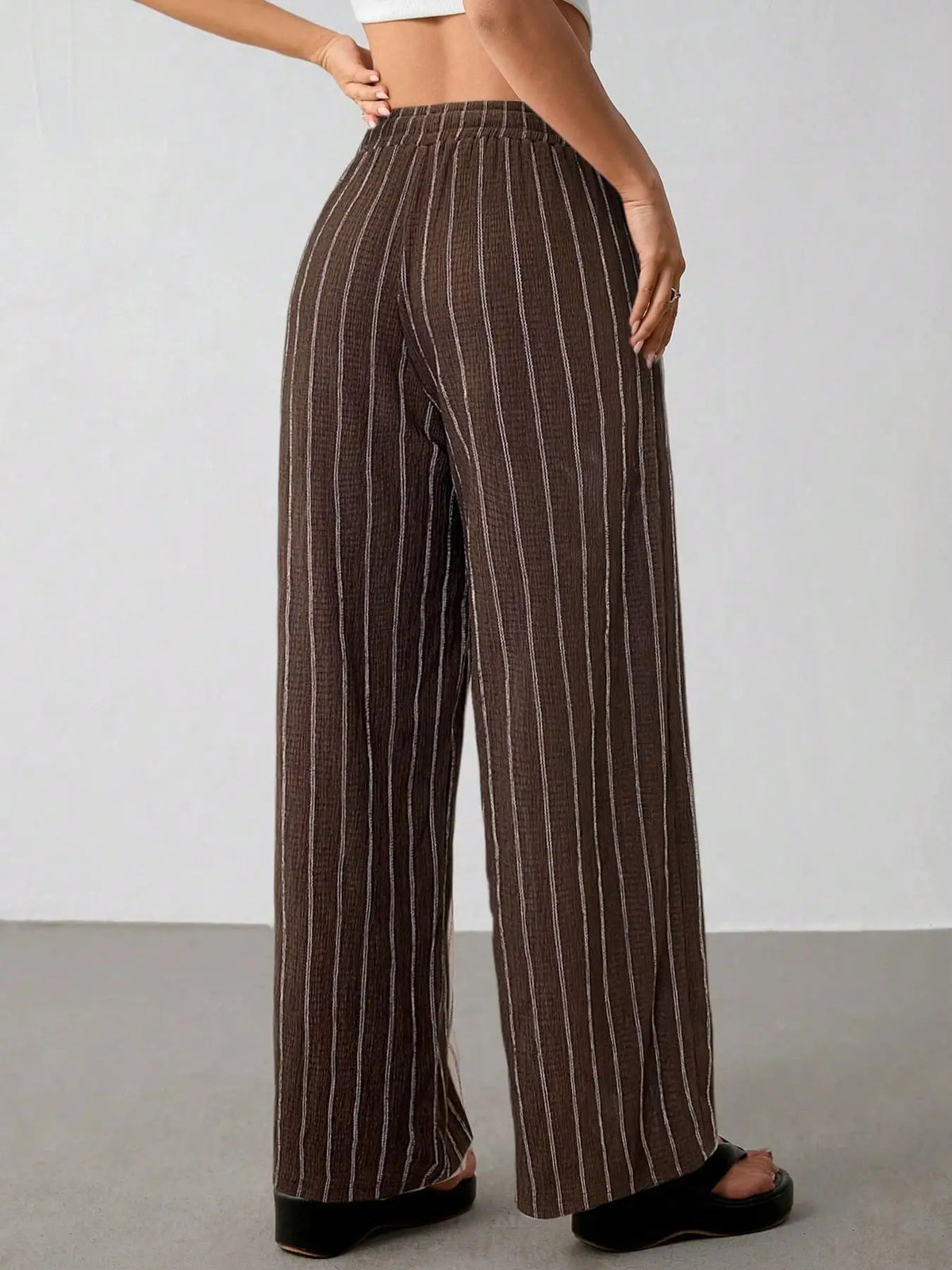 Women's Belted Striped Trousers