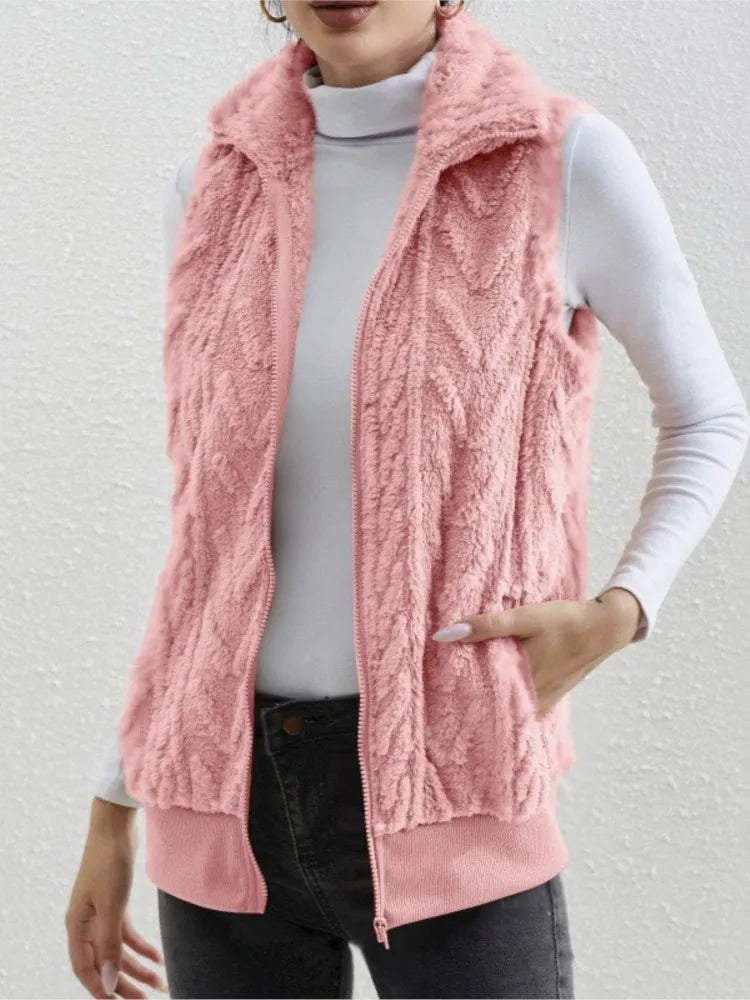 Women's Sleeveless Plush Vest
