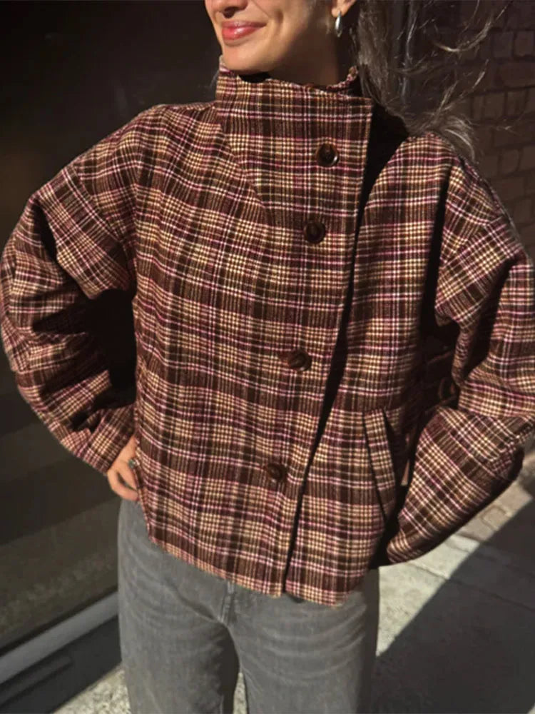 Women's Grid Check Winter Coat