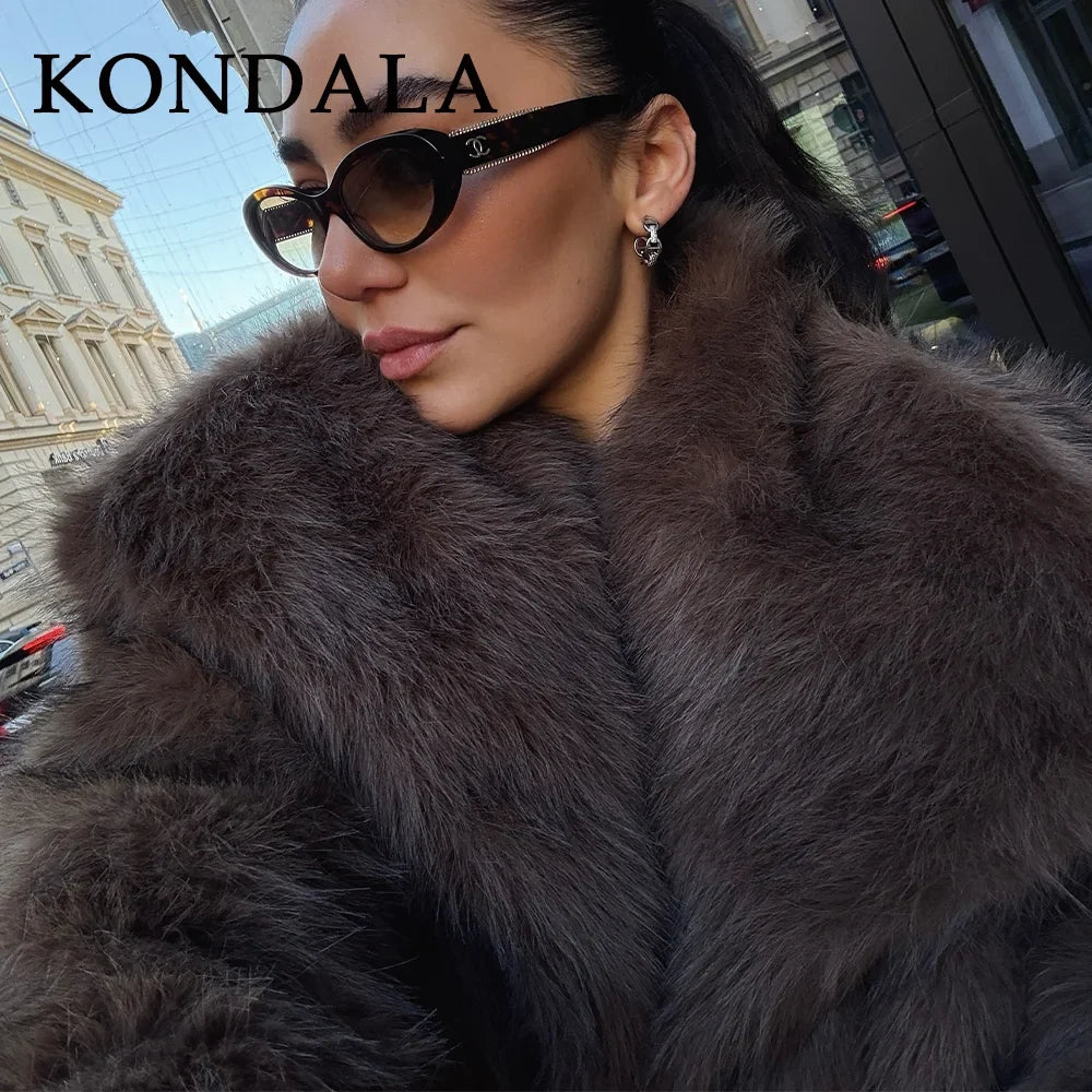 Women's Brown Faux Fur Coat
