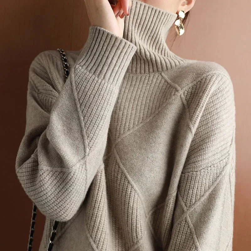 Women's Oversized Diamond Knit Sweater