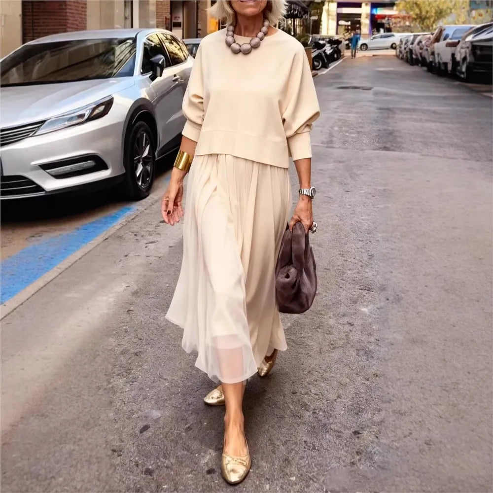 Women's Long Mesh Panel Dress