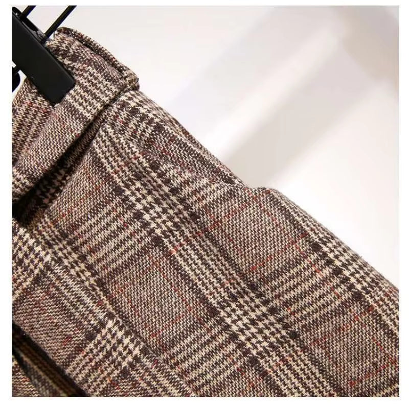 Women's Checked Midi Skirt – High Waisted A-Line Tartan Skirt