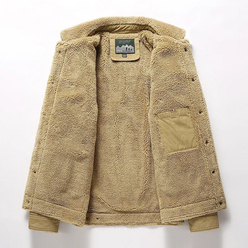 Men's Faux Fur Collar Fleece Jacket