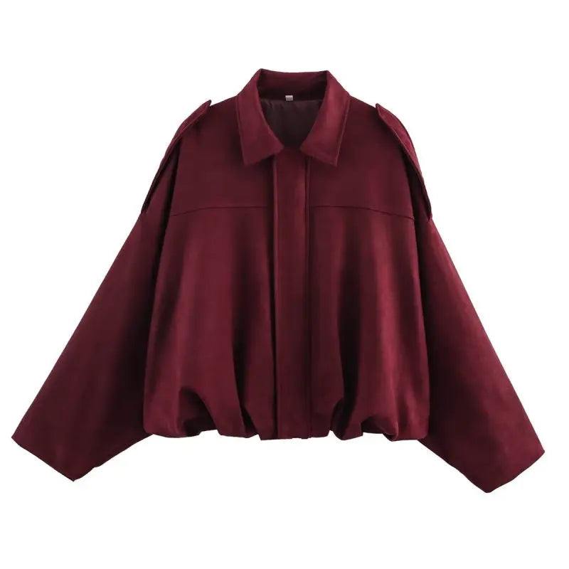 Women's Batwing Suede Texture Coat