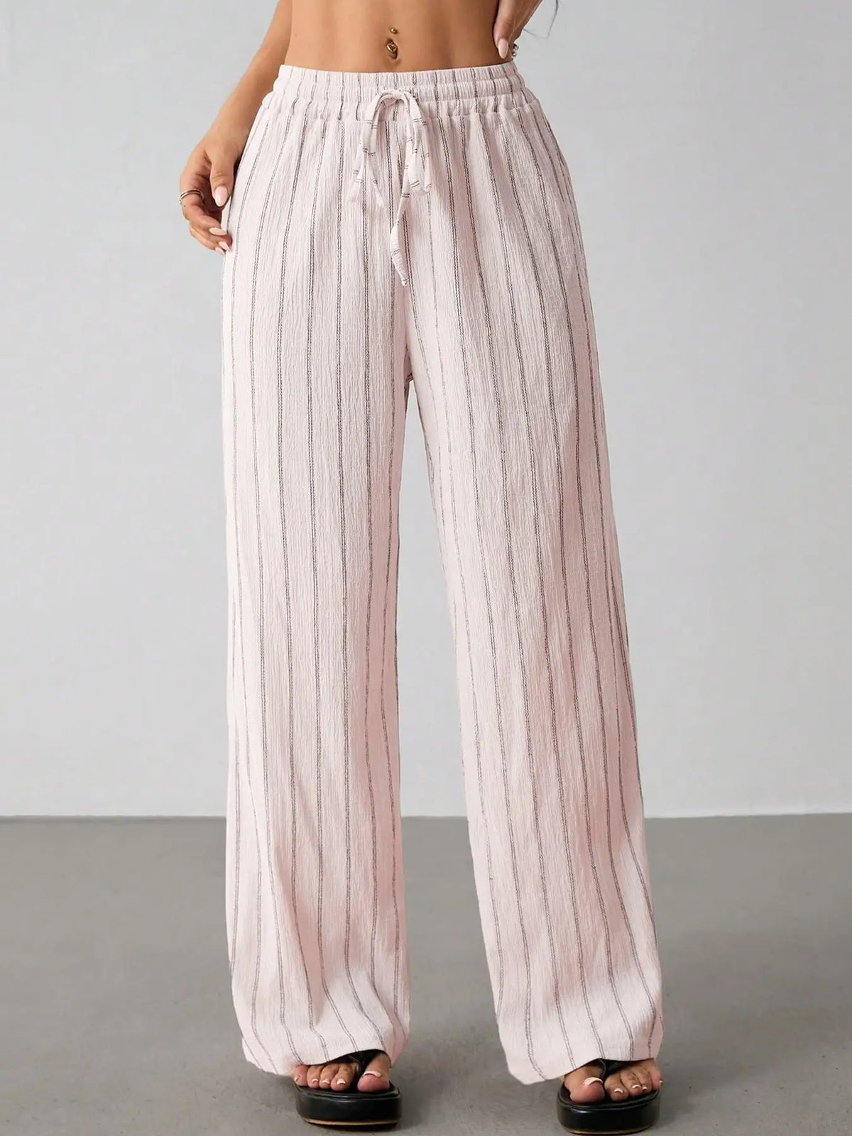 Women's Belted Striped Trousers