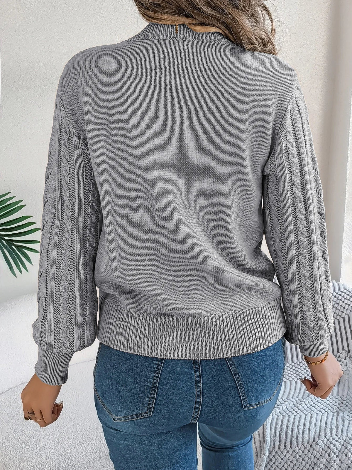 Women's Open Knit Round Neck Top