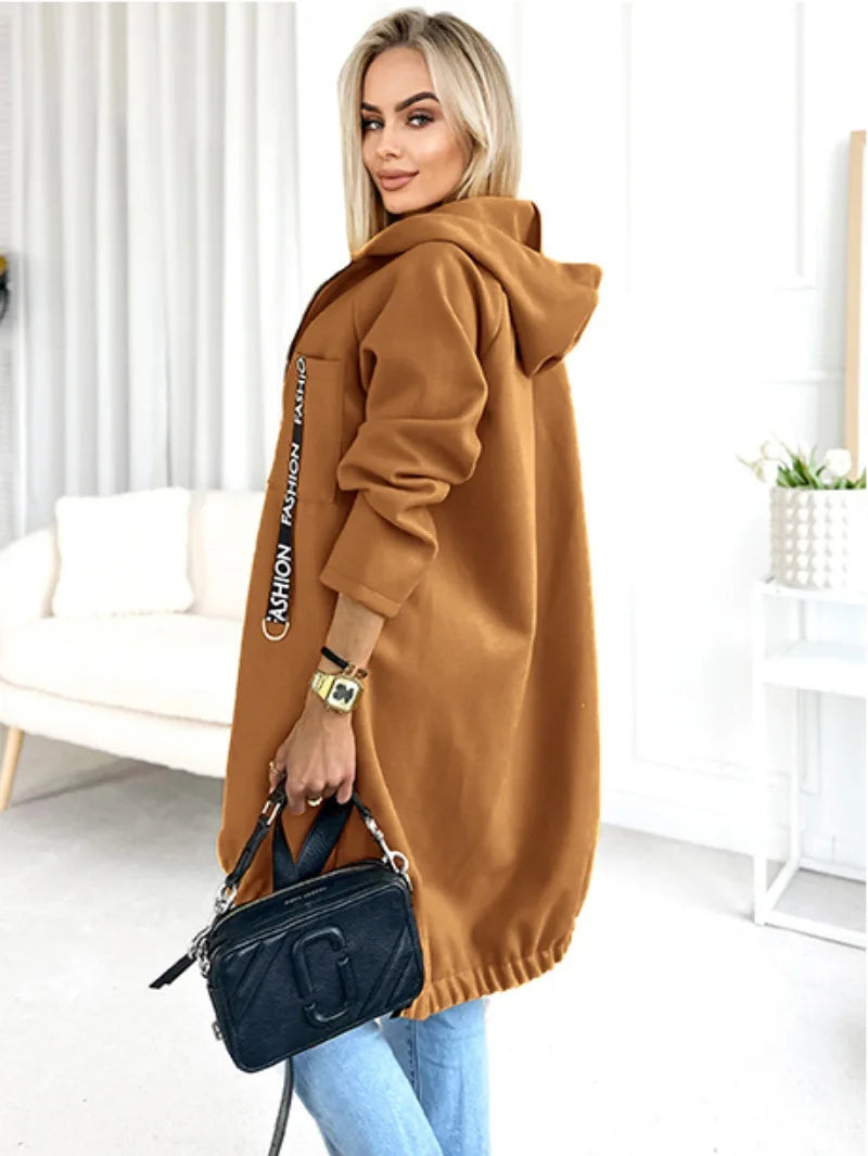 Women's Long Fleece Zip Coat