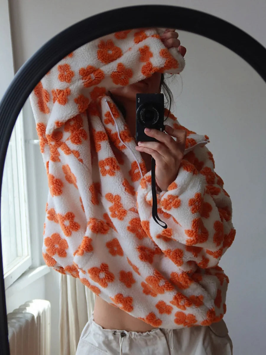 Women's Sherpa Lined Floral Pullover