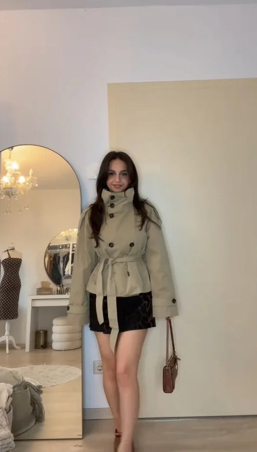 Women's Cropped Belted Trench