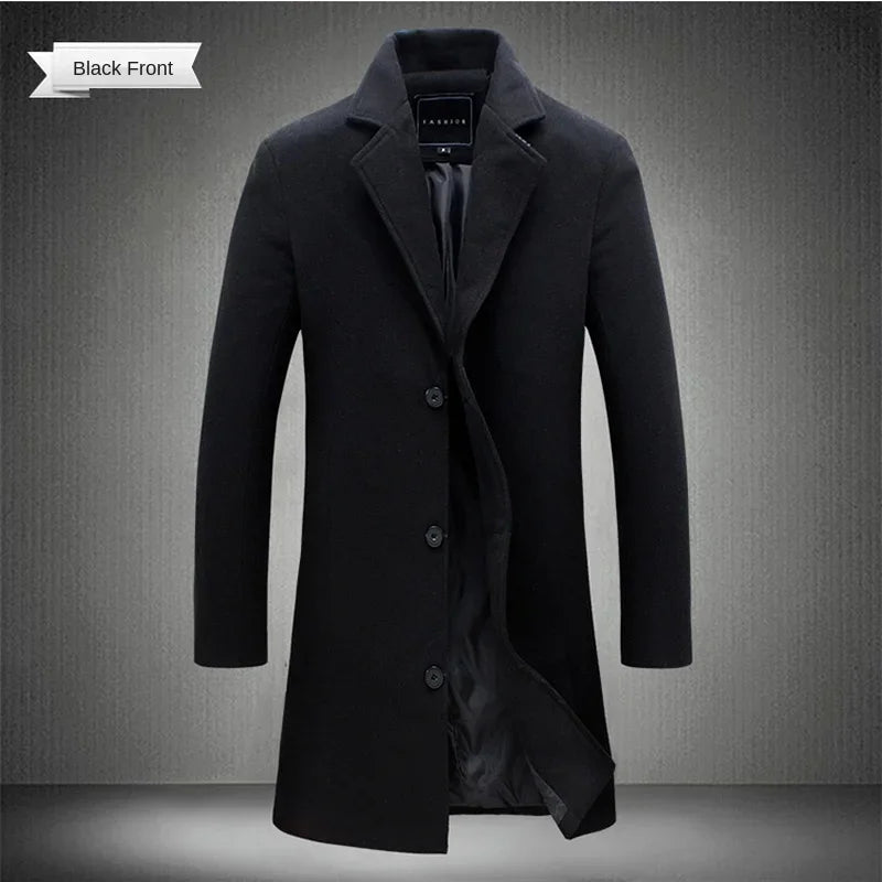 Men's Long Overcoat – Cotton Wool Blend