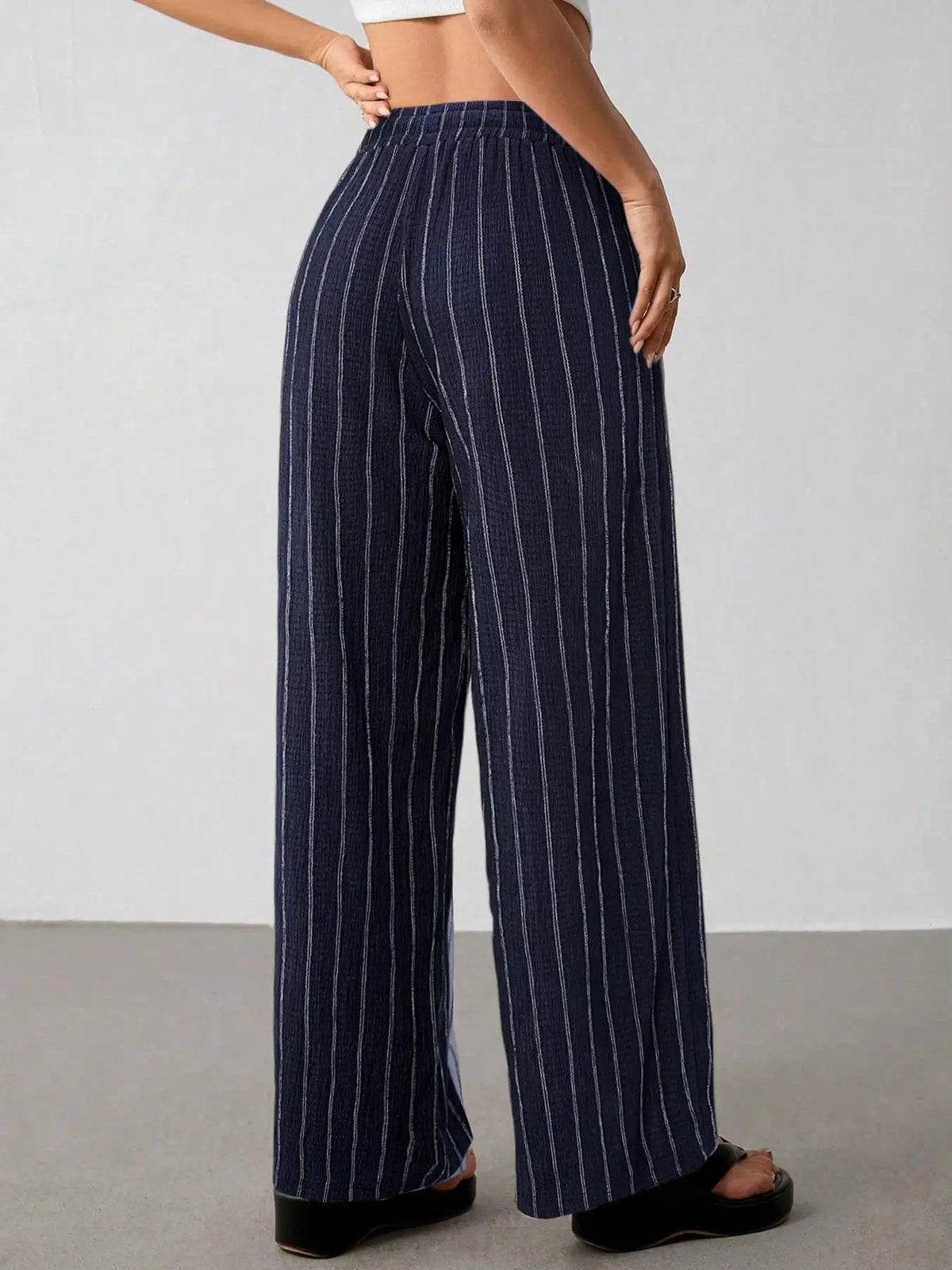 Women's Belted Striped Trousers