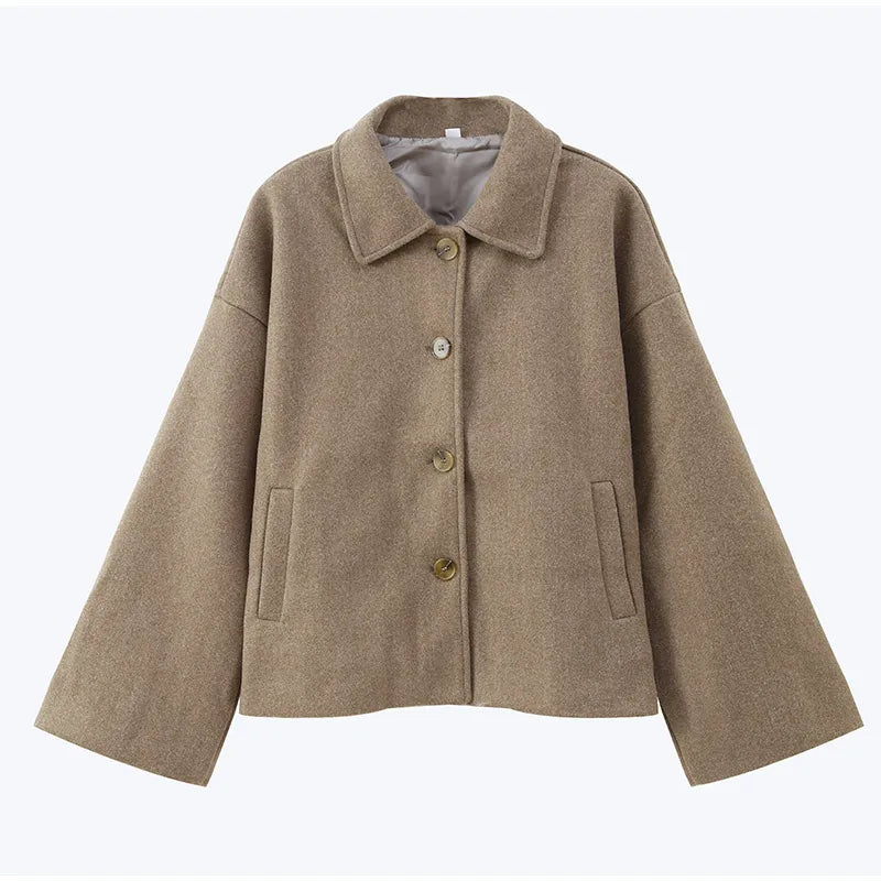 Women's Wool Jacket with Pleats